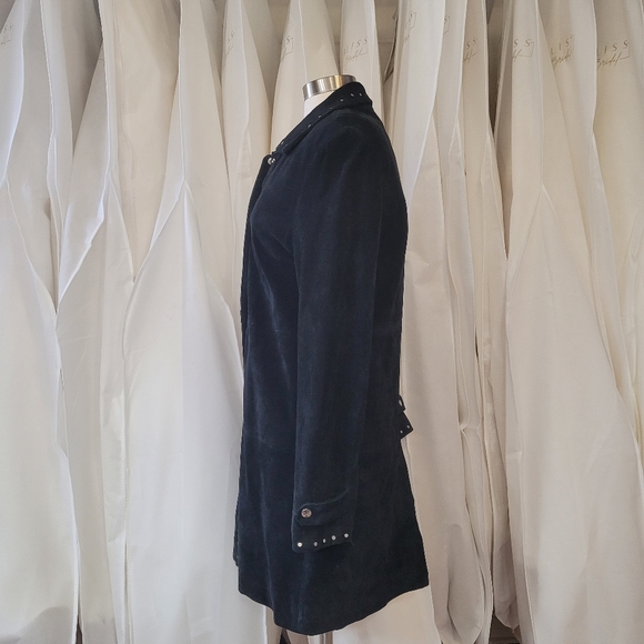 Vintage Express Black Leather Suede Coat with silver stud detailing size 9/10 - Picture 9 of 12